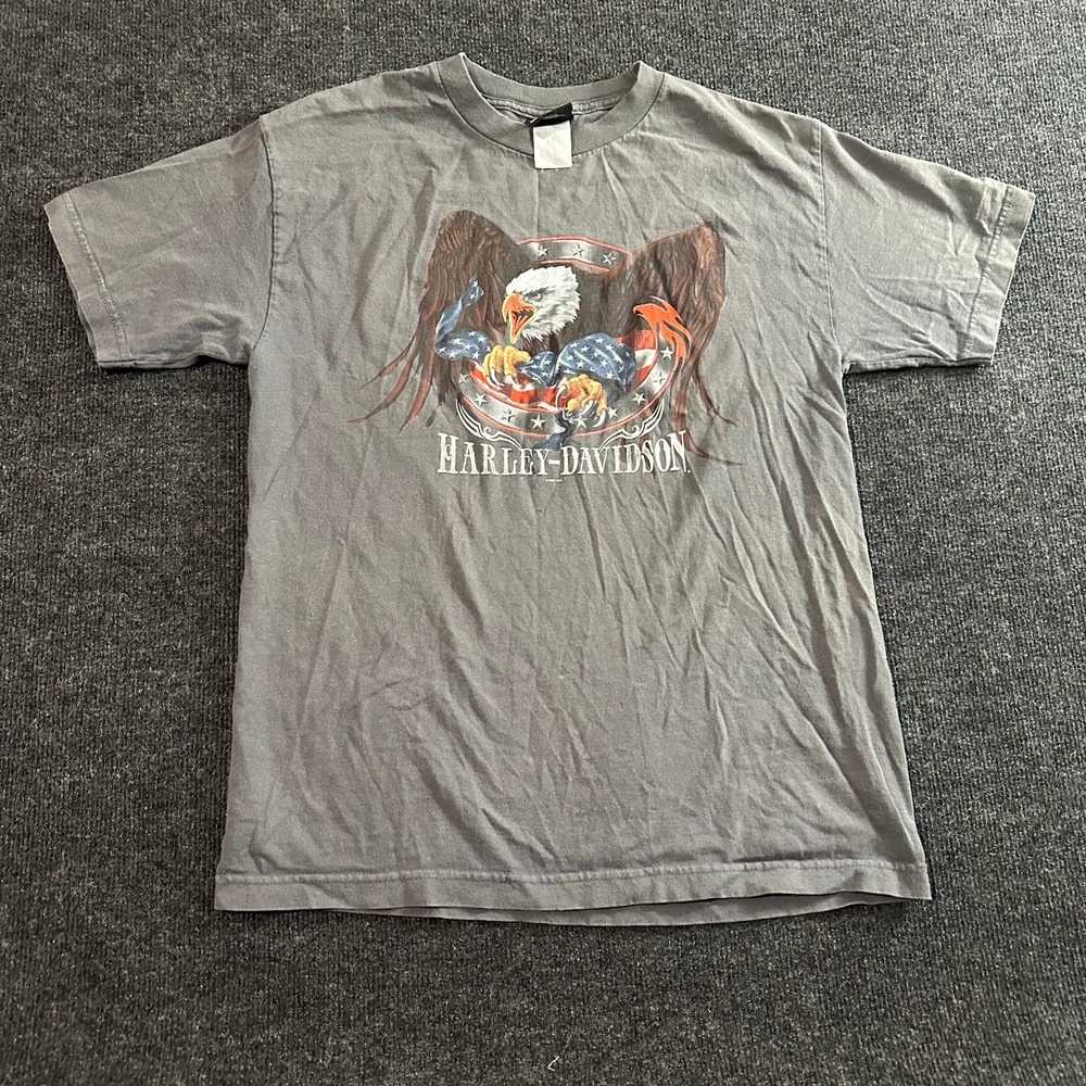 Harley-Davidson T-Shirt‎ Men's Gray Eagle Graphic Hammond Louisiana Sz M